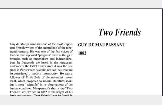 نقد داستان کوتاه Two Friends by Guy de Maupassant