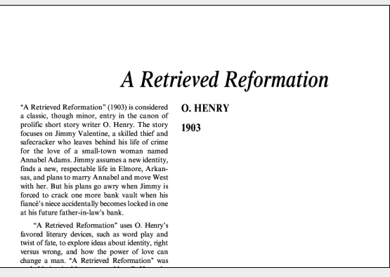 نقد داستان کوتاه A Retrieved Reformation by O. Henry