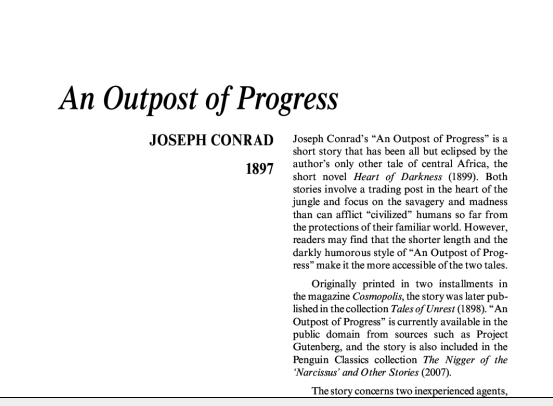 نقد داستان کوتاه An Outpost of Progress by Joseph Conrad