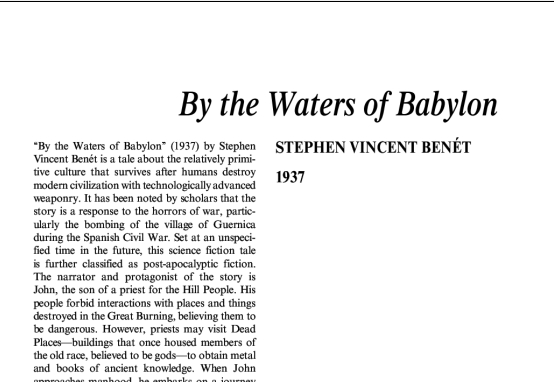 نقد داستان کوتاه By the Waters of Babylon by Stephen Vincent Benét