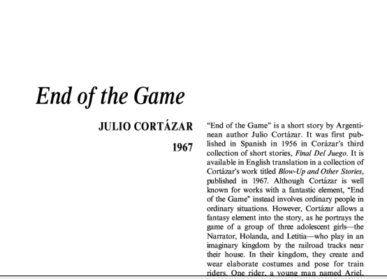 نقد داستان کوتاه End of the Game by Julio Cortázar