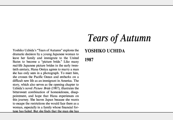 نقد داستان کوتاه Tears of Autumn by Yoshiko Uchida