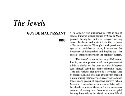 نقد داستان کوتاه The Jewels by Guy de Maupassant
