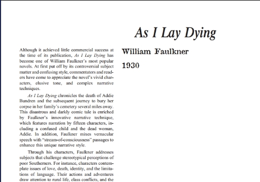 نقد رمان As I Lay Dying by William Faulkner