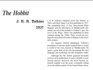 نقد رمان The Hobbit by J. R. R. Tolkien