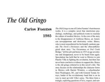 نقد رمان The Old Gringo by Carlos Fuentes