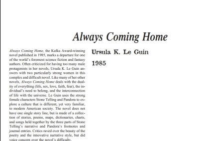 نقد رمان Always Coming Home by Ursula K. Le Guin