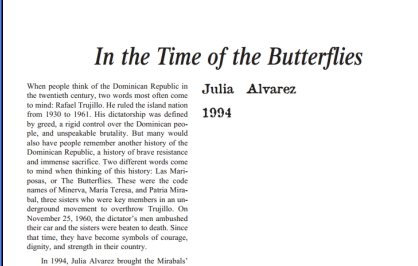 نقد رمان In the Time of the Butterflies by Julia Alvarez