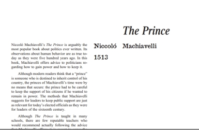 نقدی بر کتاب The Prince by Nicolo Machiavelli