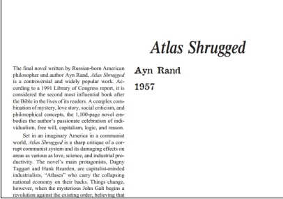 نقد رمان Atlas Shrugged by Ayn Rand