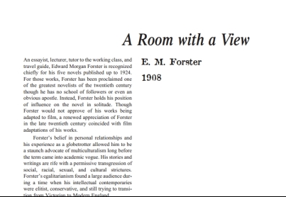 نقد رمان A Room with a View by E. M. Forster