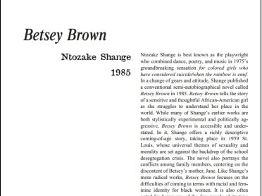 نقد رمان Betsey Brown by Ntozake Shange
