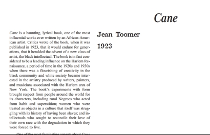 نقد رمان Cane by Jean Toomer