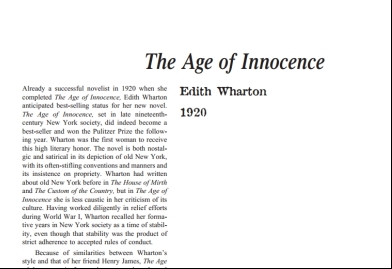 نقد رمان The Age of Innocence by Edith Wharton