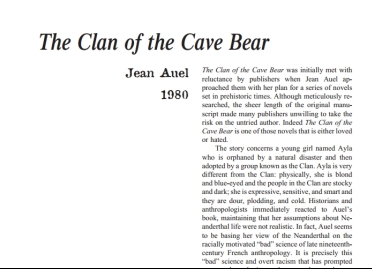 نقد رمان The Clan of the Cave Bear by Jean M. Auel