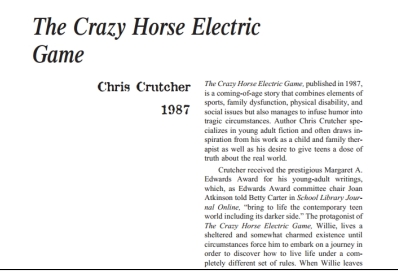 نقد رمان The Crazy Horse Electric Game by Chris Crutcher