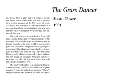 نقد رمان The Grass Dancer by Susan Power