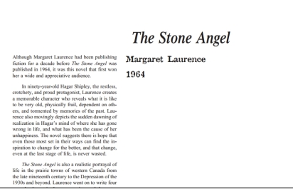 نقد رمان The Stone Angel by Margaret Laurence