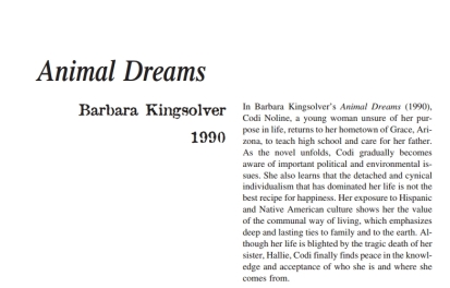 نقد رمان Animal Dreams by Barbara Kingsolver