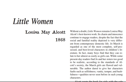 نقد رمان Little Women by Louisa May Alcott