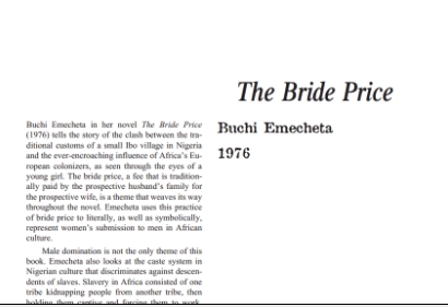 نقد رمان The Bride Price by Buchi Emecheta