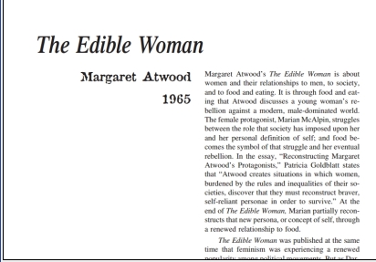 نقد رمان The Edible Woman by Margaret Atwood