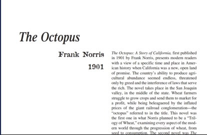 نقد رمان The Octopus by Frank Norris