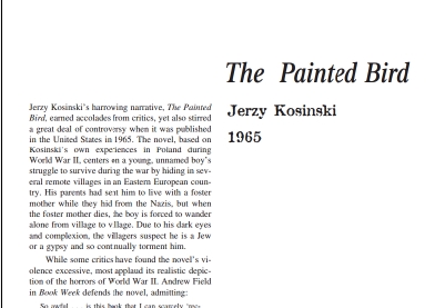 نقد رمان The Painted Bird by Jerzy Kosinski