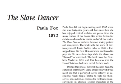 نقد رمان The Slave Dancer by Paula Fox