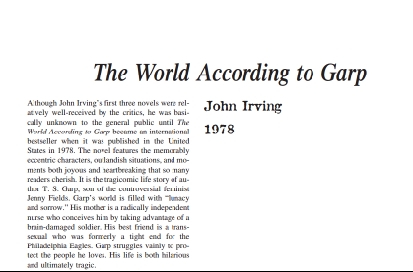 نقد رمان The World According to Garp by John Irving