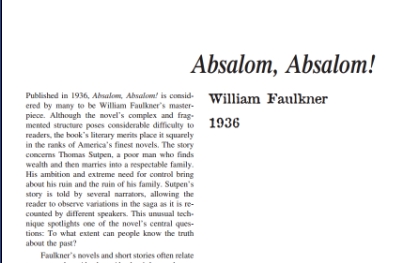 نقد رمان Absalom, Absalom! by William Faulkner