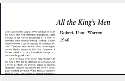 نقد رمان All the King’s Men by Robert Penn Warren