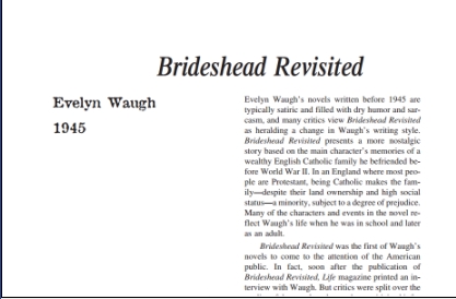 نقد رمان Brideshead Revisited by Evelyn Waugh