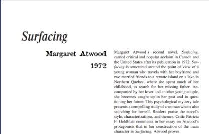 نقد رمان Surfacing by Margaret Atwood