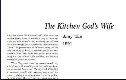 نقد رمان The Kitchen God’s Wife by Amy Tan