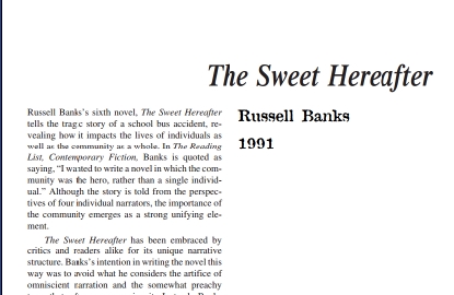 نقد رمان The Sweet Hereafter by Russell Banks