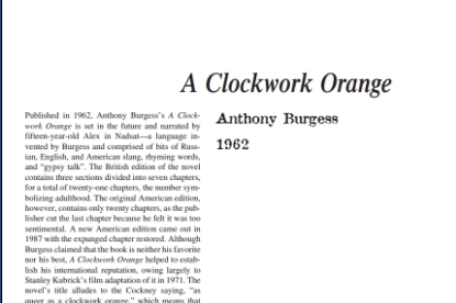 نقد رمان A Clockwork Orange by Anthony Burgess