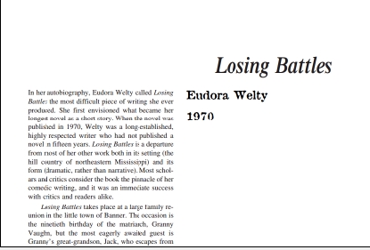 نقد رمان Losing Battles by Eudora Welty
