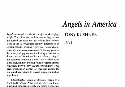 نقد نمایشنامه Angels in America by Tony Kushner