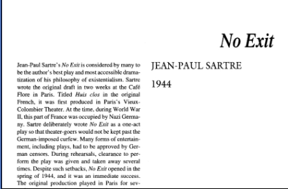 نقد نمایشنامه No Exit play by Jean Paul Sartre