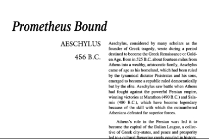نقد نمایشنامه Prometheus Bound (an Ancient Greek tragedy) by Aeschylus
