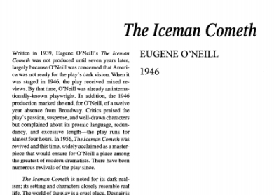 نقد نمایشنامه The Iceman Cometh by Eugene O Neill