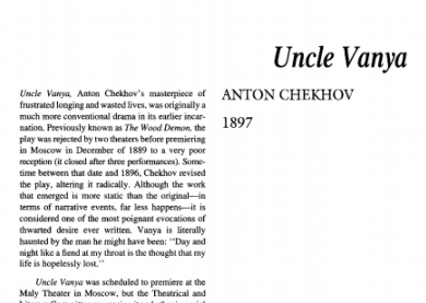 نقد نمایشنامه Uncle Vanya by Anton Chekhov