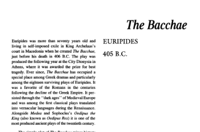 نقد نمایشنامه The Bacchae by Euripides