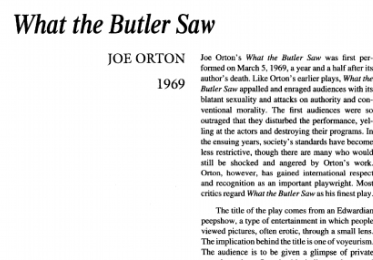 نقد نمایشنامه What the Butler Saw by Joe Orton