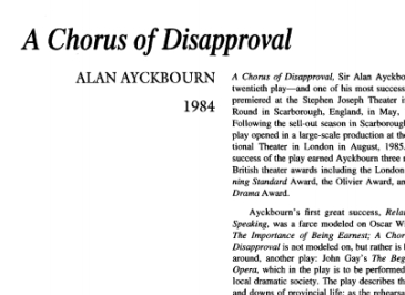 نقد نمایشنامه A Chorus of Disapproval by Alan Ayckbourn