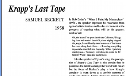 نقد نمایشنامه Krapp’s Last Tape by Samuel Beckett