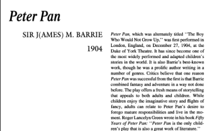 نقد نمایشنامه Peter Pan by J. M. Barrie