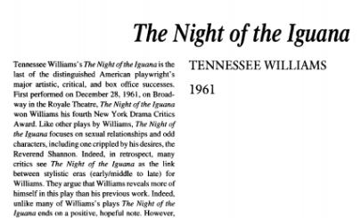 نقد نمایشنامه The Night of the Iguana by Tennessee Williams