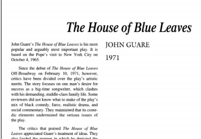 نقد نمایشنامه The House of Blue Leaves by John Guare